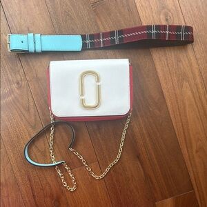 Saffiano Hip Shot Convertible Crossbody Bag Porcelain Multi